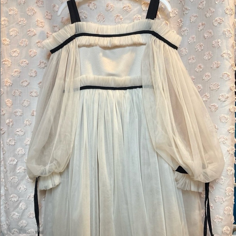 Elegant Cream Kids Dress with Black Accents